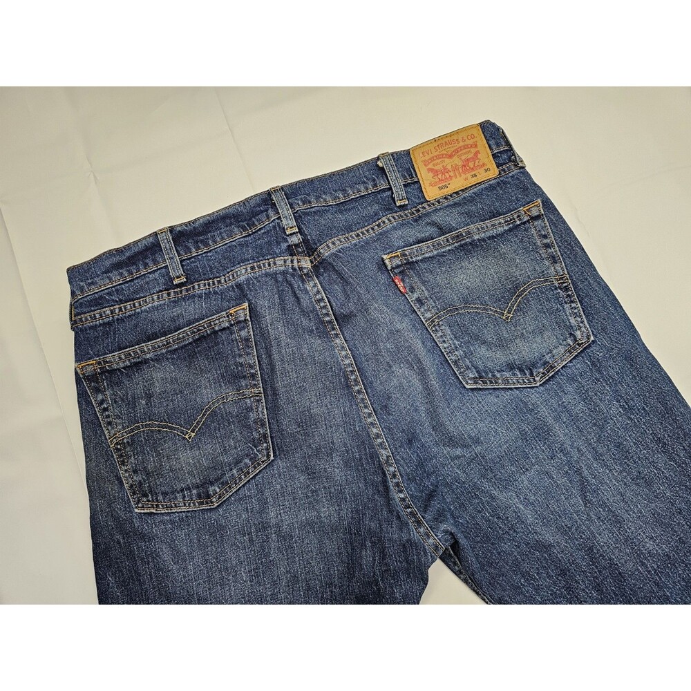 Levi's 505 Regular Fit Men Mid Rise Straight Blue Jeans Size 38x30 Denim